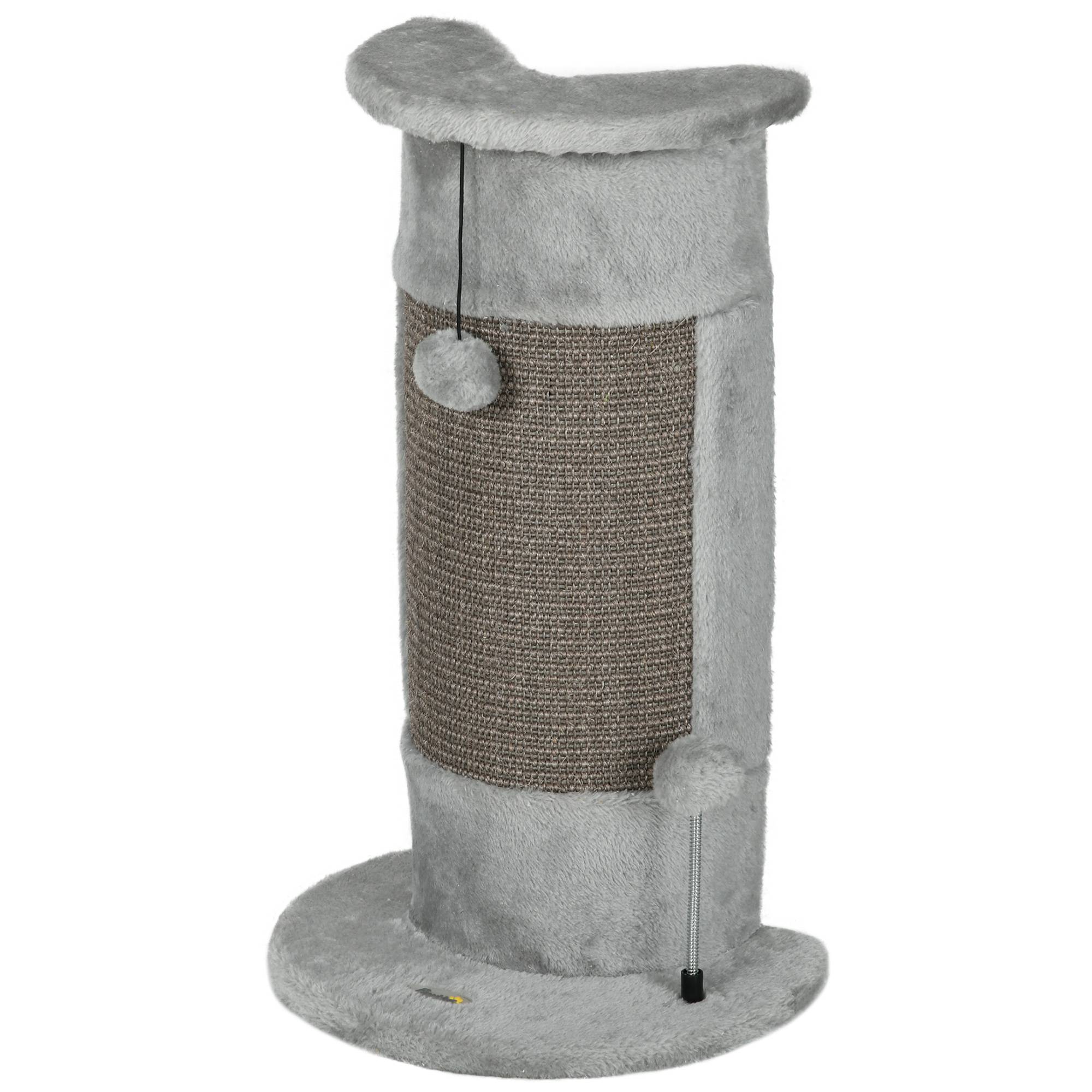 Griffoir pour Chat Poteau en Sisal avec Balles de Jeu Centre d'Activité Stable 34x26x58 cm Gris - ComfortXL Outdoor Living - Image 2
