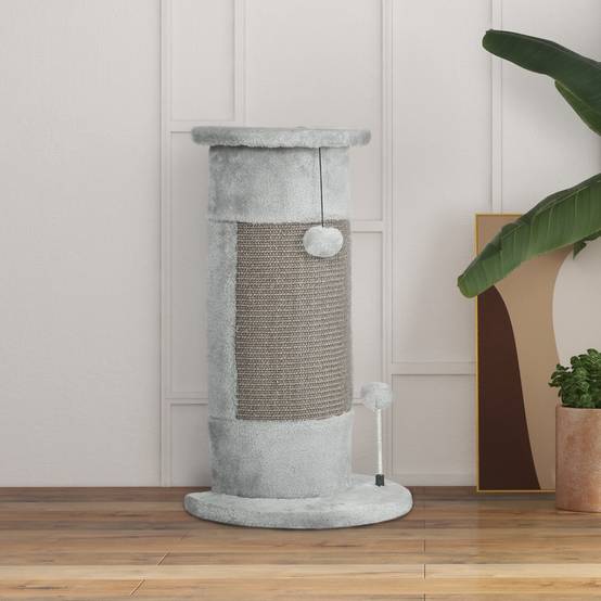 Griffoir pour Chat Poteau en Sisal avec Balles de Jeu Centre d'Activité Stable 34x26x58 cm Gris - ComfortXL Outdoor Living - Image 10
