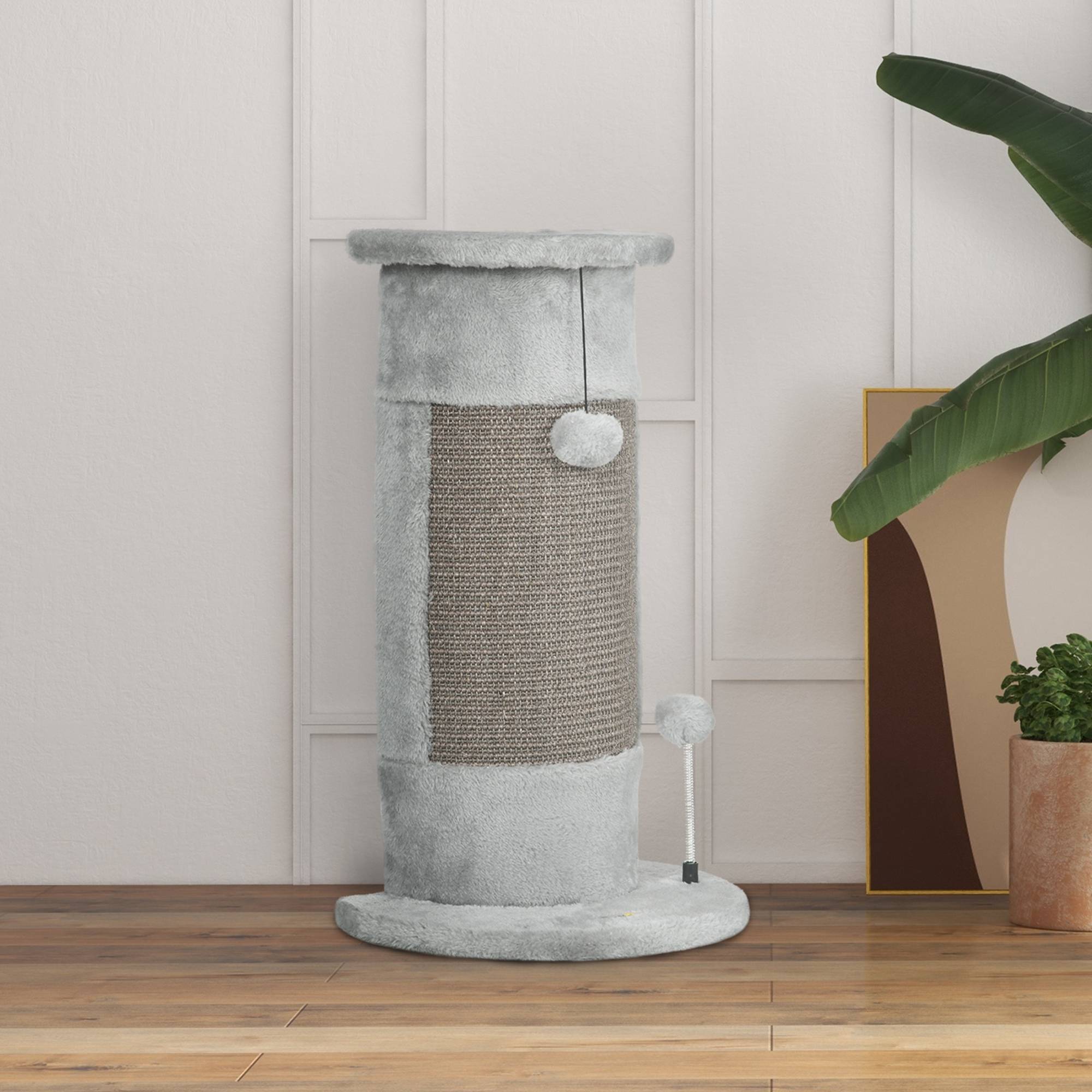 Griffoir pour Chat Poteau en Sisal avec Balles de Jeu Centre d'Activité Stable 34x26x58 cm Gris - ComfortXL Outdoor Living - Image 10
