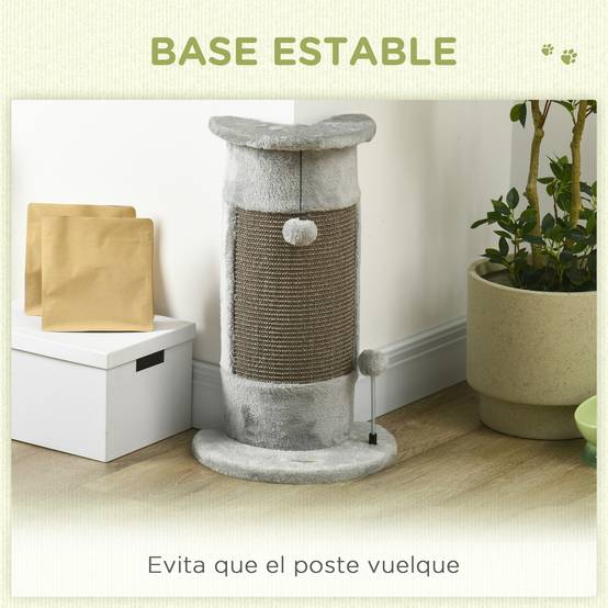 Griffoir pour Chat Poteau en Sisal avec Balles de Jeu Centre d'Activité Stable 34x26x58 cm Gris - ComfortXL Outdoor Living - Image 7