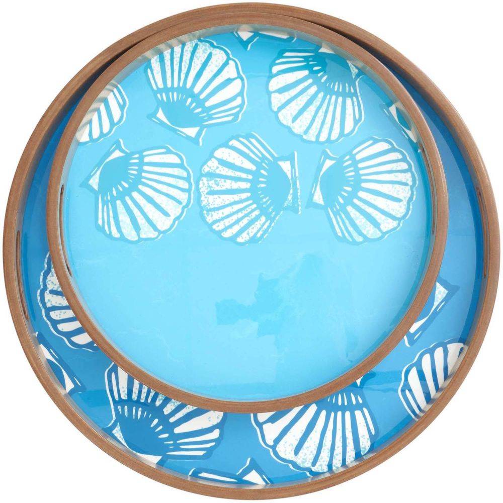 Batela - Plateaux en bois émaillé Coquillages (Lot de 2) Batela - Imagen 3