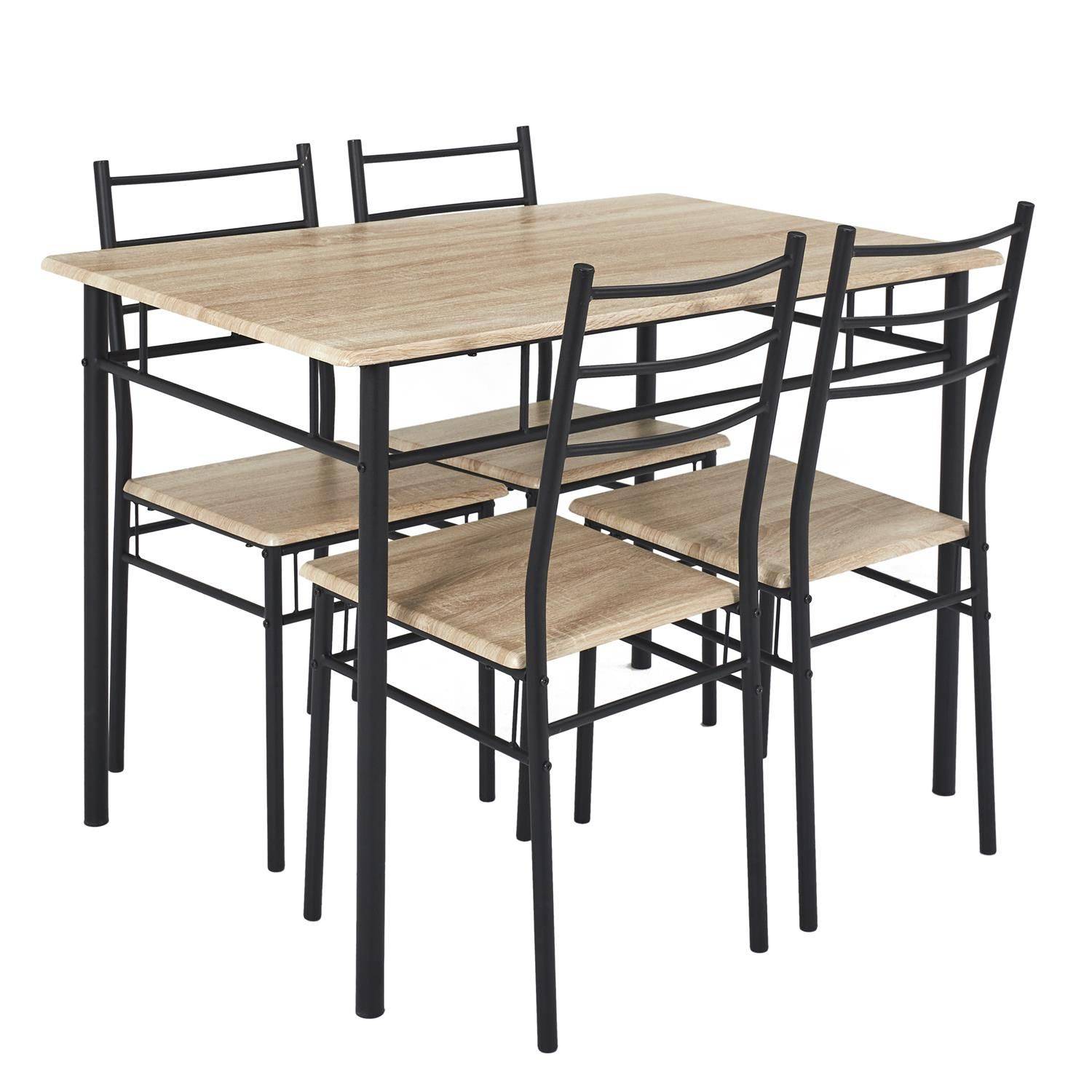 The Home Deco Factory - Ensemble table à manger et 4 chaises Kalo - Marron et noir - The Home Deco Factory - Imagen 1