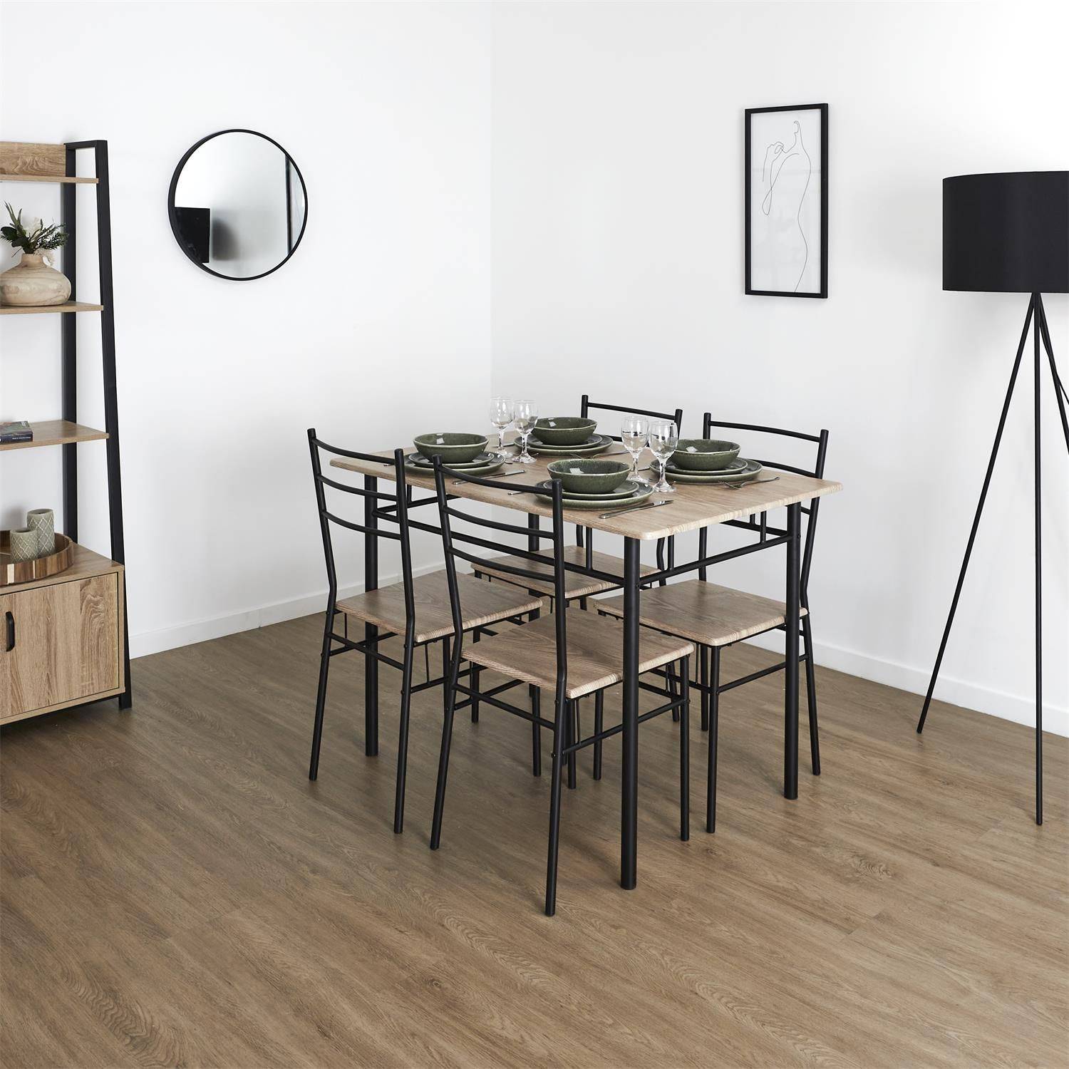 The Home Deco Factory - Ensemble table à manger et 4 chaises Kalo - Marron et noir - The Home Deco Factory - Imagen 2
