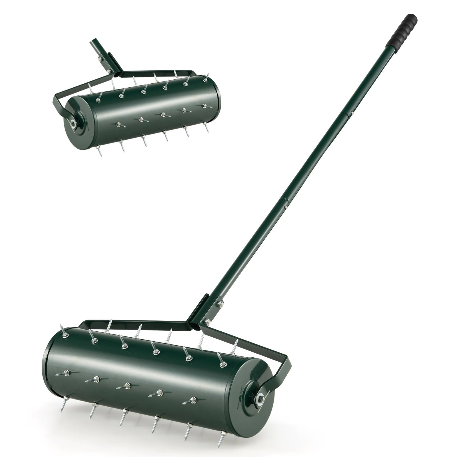 Aérateur de Pelouse Manuel de 52 cm, avec Poignée Amovible de 130 cm, Pointes de Dents pour Ameublir le Sol, pour Jardin, Cour, Vert