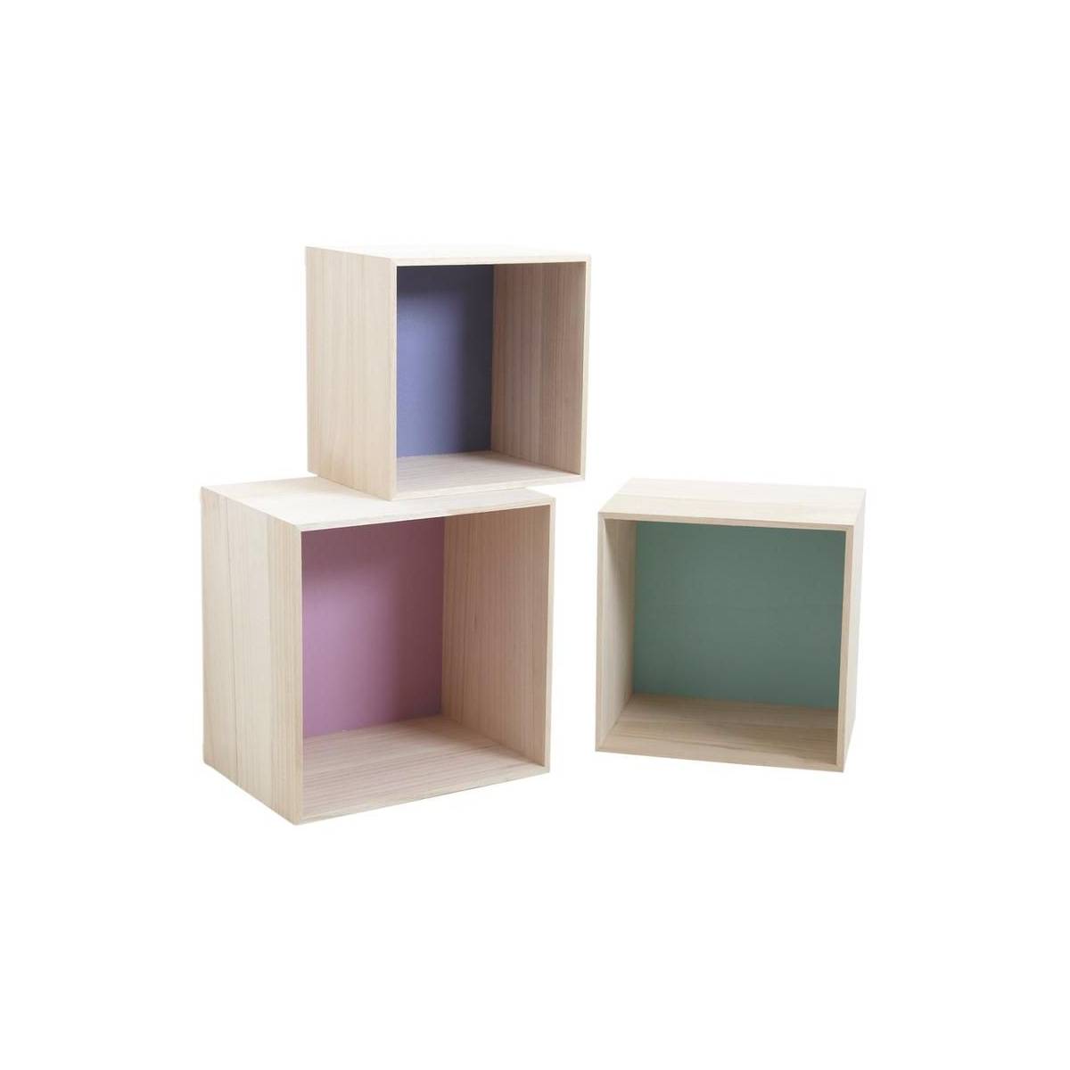 Aubry Gaspard - Niches murales carrées colorées (Lot de 3)