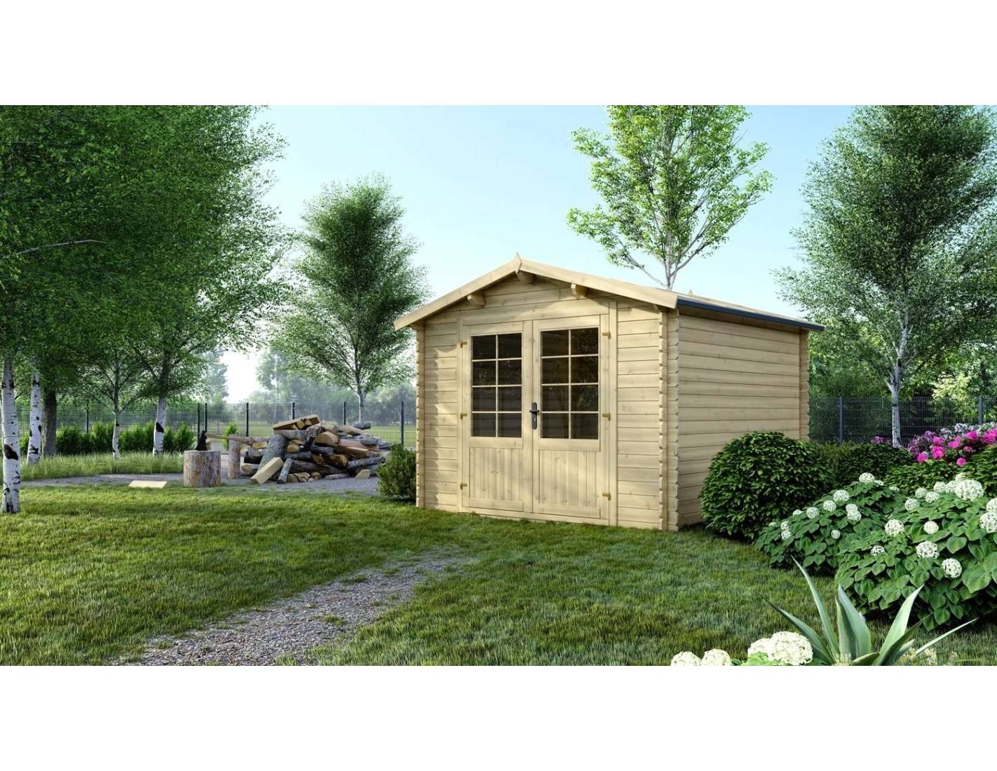 Altanka - Abri de jardin en bois - 9m2 - 3x3m - Ep. 28mm - Couleur: naturel - DOM530 - ALTANKA - Image 2