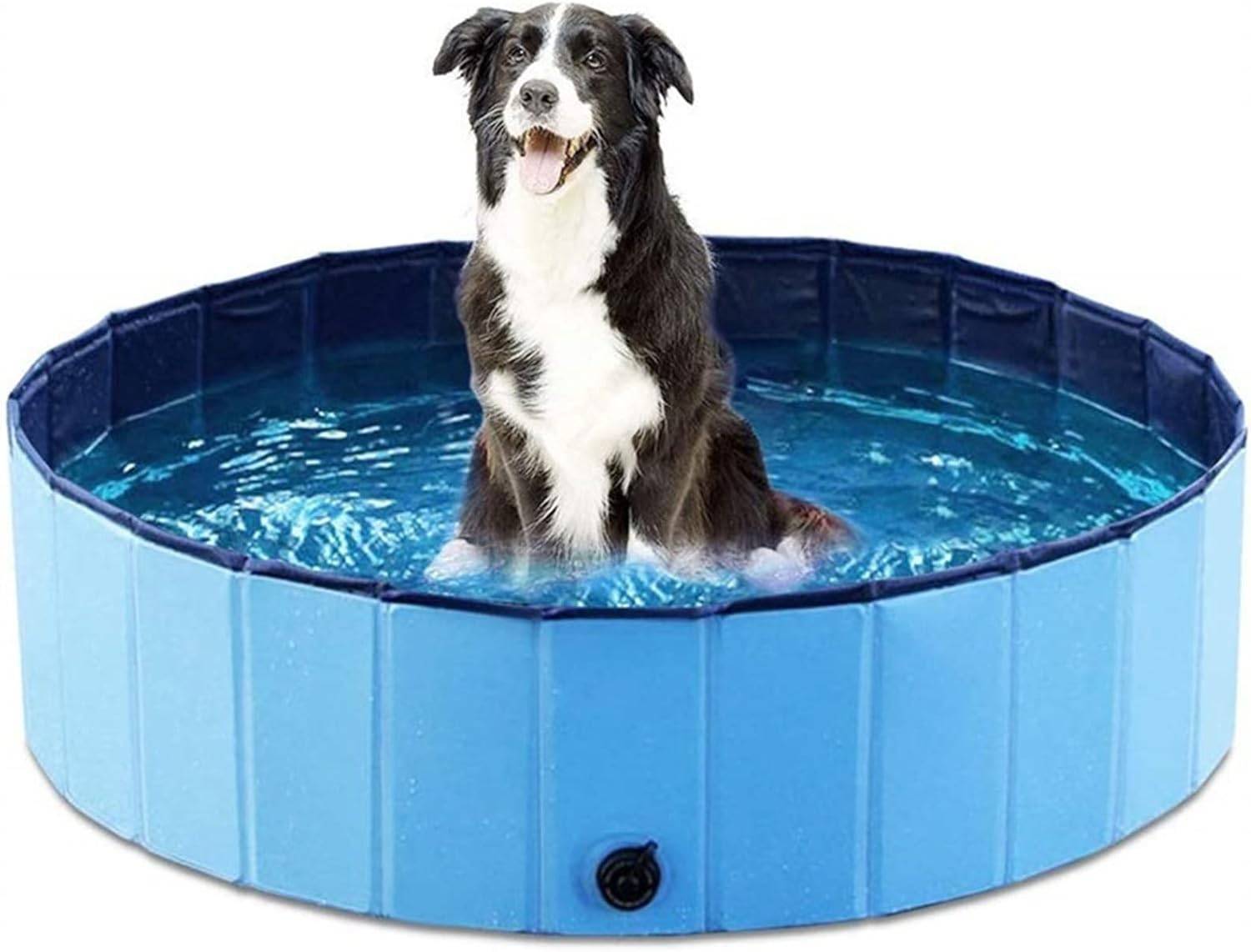 Yaheetech Piscine Chien Pliable 180 x 30cm Piscine Baignoire Chien Portable Bain Extérieur Intérieur Antidérapant Gris