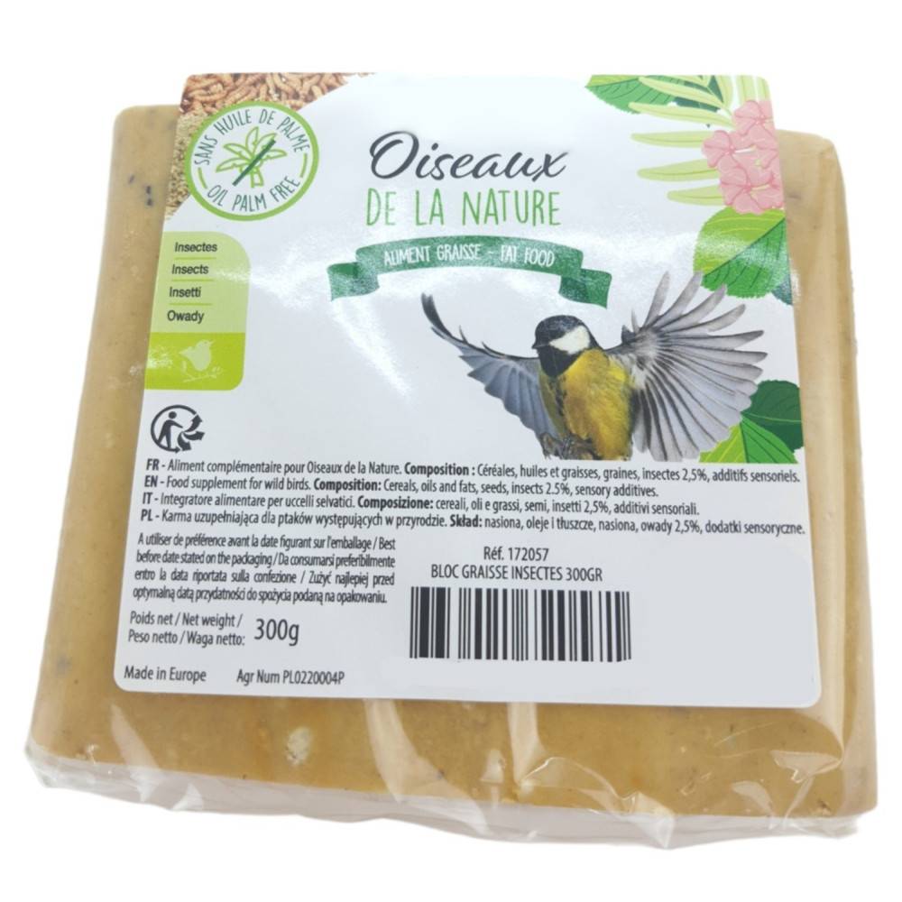 animallparadise - Bloc de graisse insectes 300 gr pour oiseaux de la nature - Imagen 1