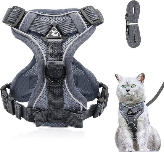 Harnais réglable pour Chat - Anti-éclatement Gris - M