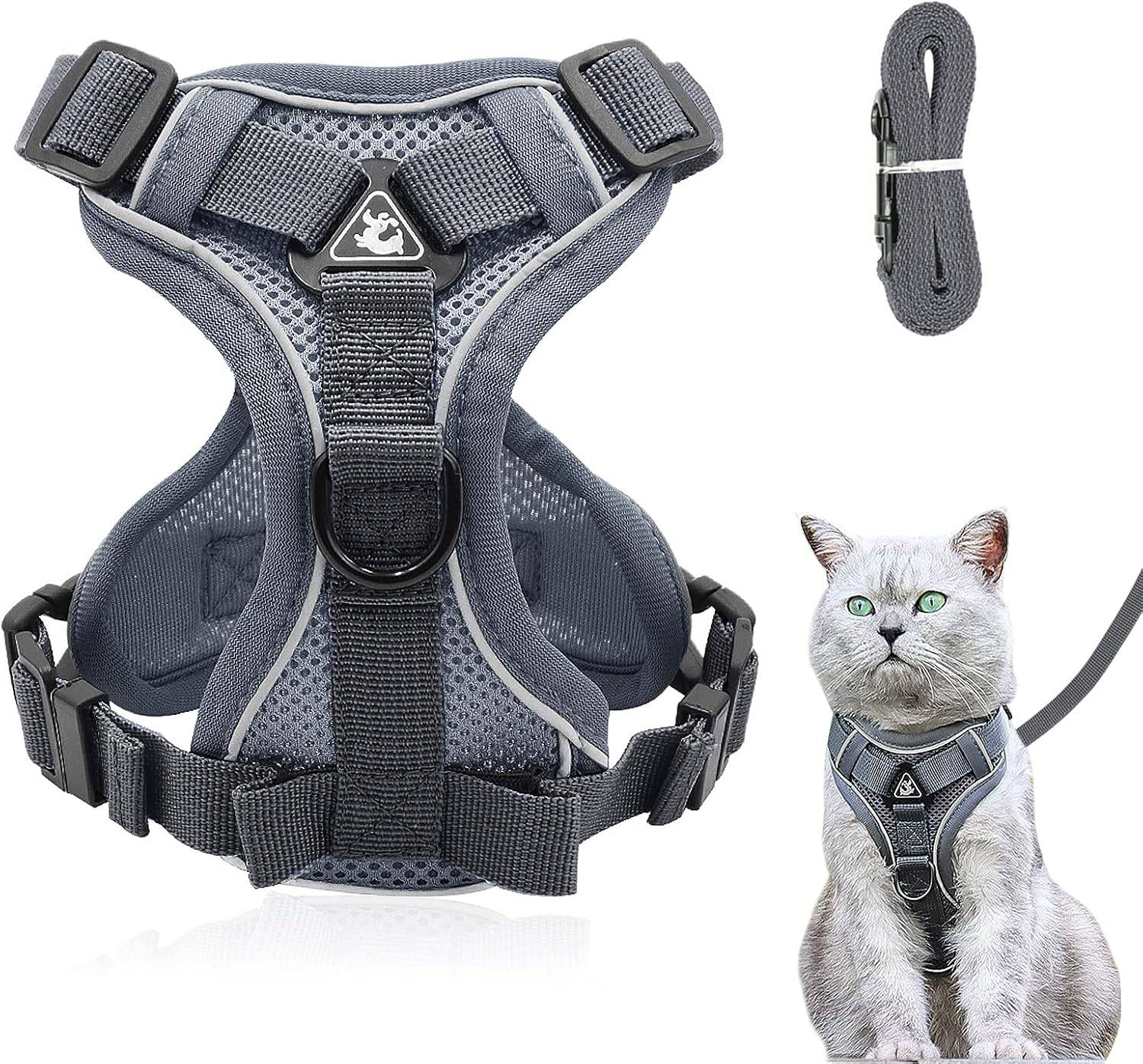 Harnais réglable pour Chat - Anti-éclatement Gris - M