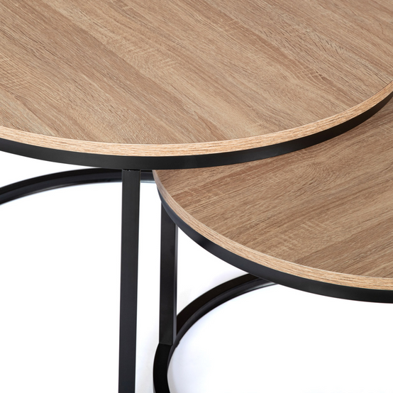 Lot de 2 tables basses gigognes DETROIT rondes 54/70 design industriel - Image 4