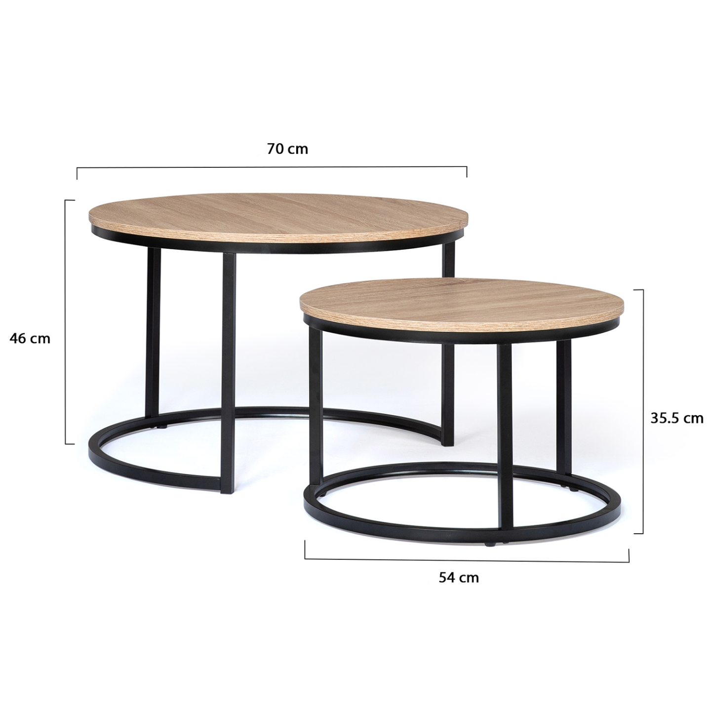 Lot de 2 tables basses gigognes DETROIT rondes 54/70 design industriel - Image 5