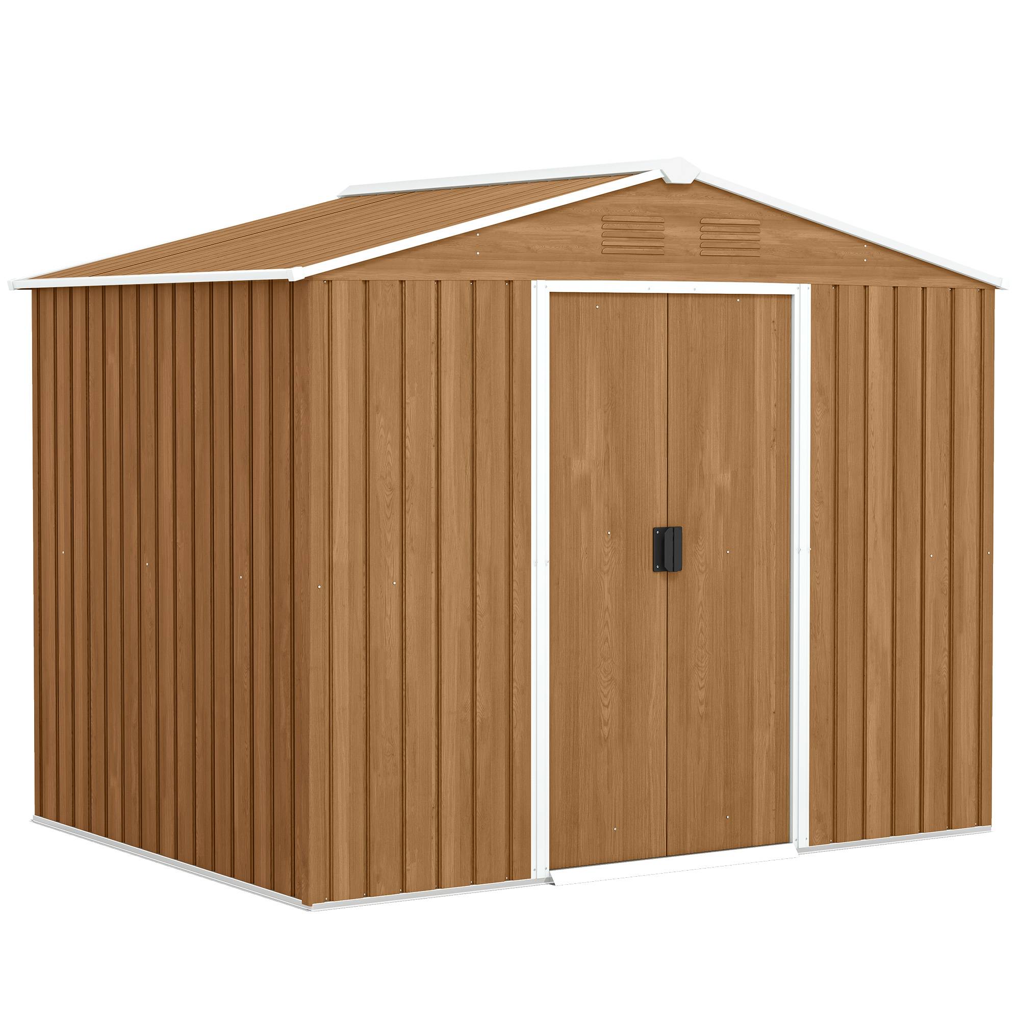ComfortXL - Abri de jardin en acier galvanisé marron foncé 3,6 m² 236 x 171 x 191 cm pour outils à portes coulissantes - Image 2