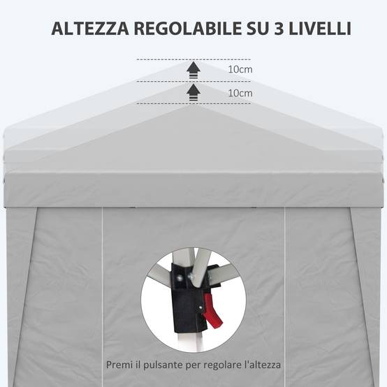 ComfortXL - Tonnelle Pliante Acier et Tissu Oxford Jardin Pop-up Hauteur Réglable 3x3m Gris Clair - ComfortXL Outdoor Living - Image 8