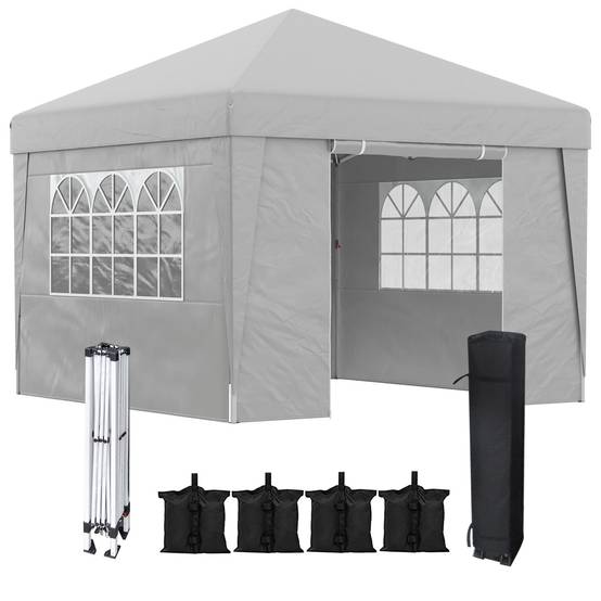 ComfortXL - Tonnelle Pliante Acier et Tissu Oxford Jardin Pop-up Hauteur Réglable 3x3m Gris Clair - ComfortXL Outdoor Living - Image 1