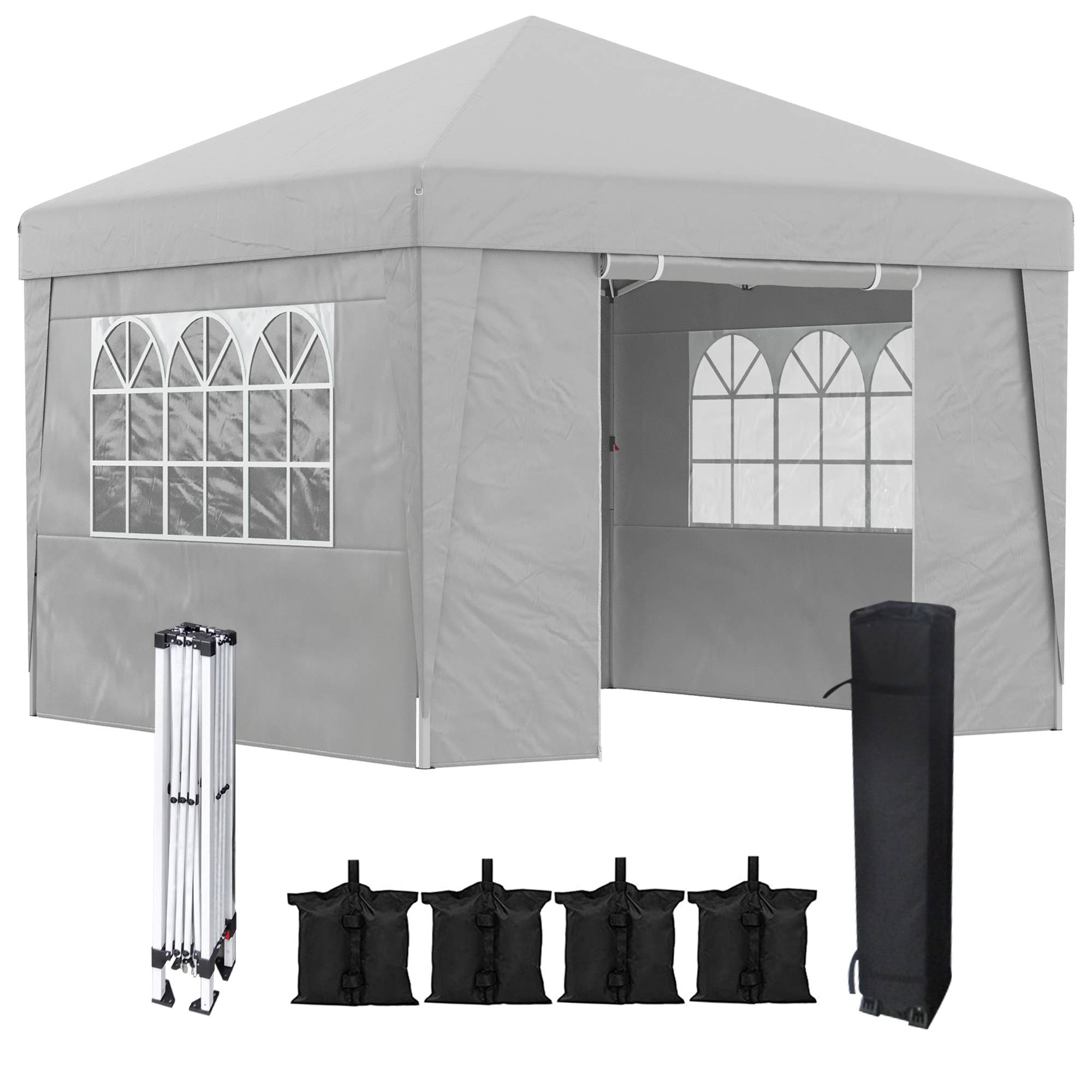 ComfortXL - Tonnelle Pliante Acier et Tissu Oxford Jardin Pop-up Hauteur Réglable 3x3m Gris Clair - ComfortXL Outdoor Living - Image 1