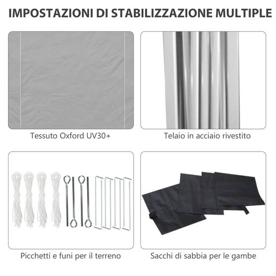 ComfortXL - Tonnelle Pliante Acier et Tissu Oxford Jardin Pop-up Hauteur Réglable 3x3m Gris Clair - ComfortXL Outdoor Living - Image 9