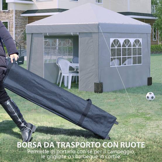 ComfortXL - Tonnelle Pliante Acier et Tissu Oxford Jardin Pop-up Hauteur Réglable 3x3m Gris Clair - ComfortXL Outdoor Living - Image 10