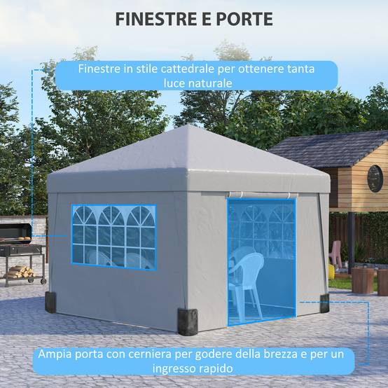 ComfortXL - Tonnelle Pliante Acier et Tissu Oxford Jardin Pop-up Hauteur Réglable 3x3m Gris Clair - ComfortXL Outdoor Living - Image 7