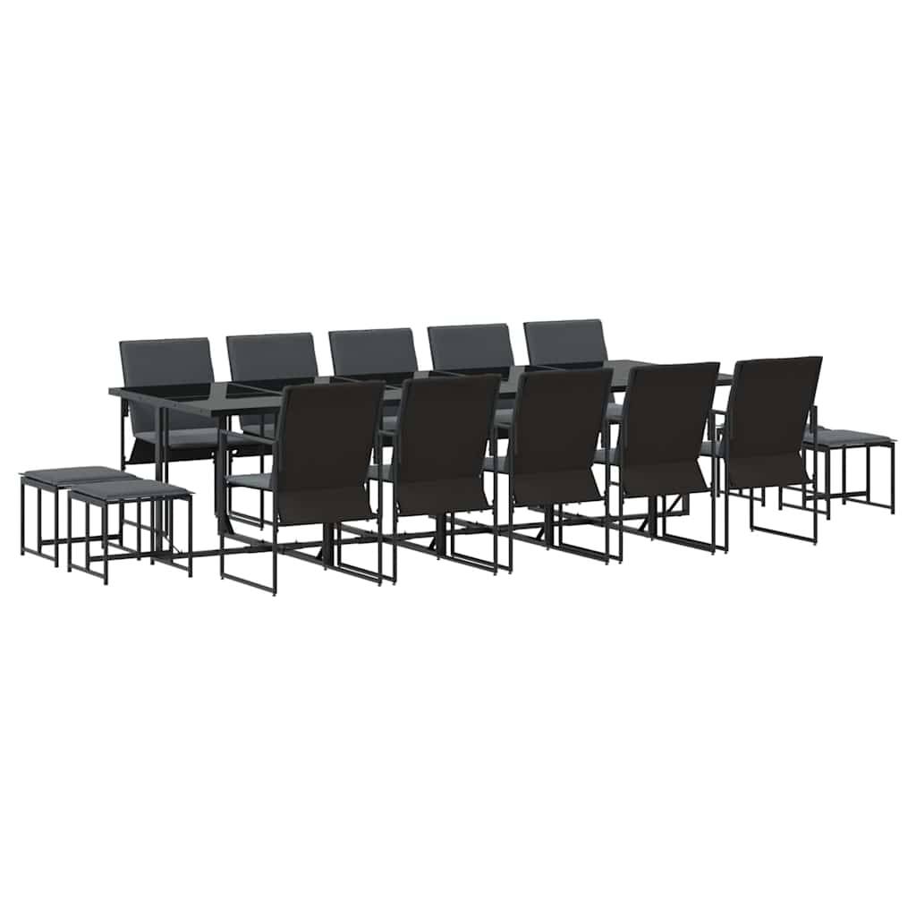 Ensemble de Jardin Repas 14 Personnes Acier Table 10 Chaises 4 Tabourets Noir – ComfortXL Outdoor Living - Image 2