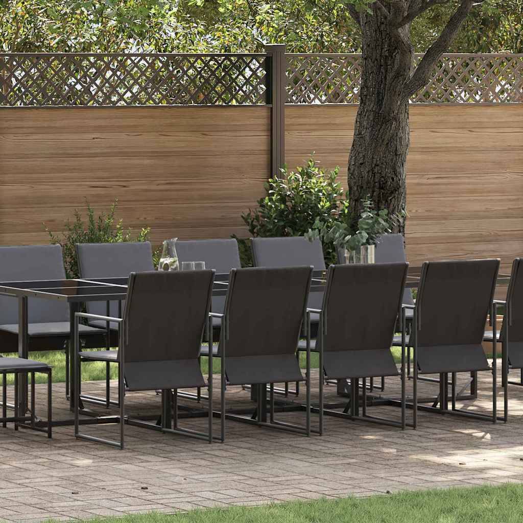 Ensemble de Jardin Repas 14 Personnes Acier Table 10 Chaises 4 Tabourets Noir – ComfortXL Outdoor Living - Image 1