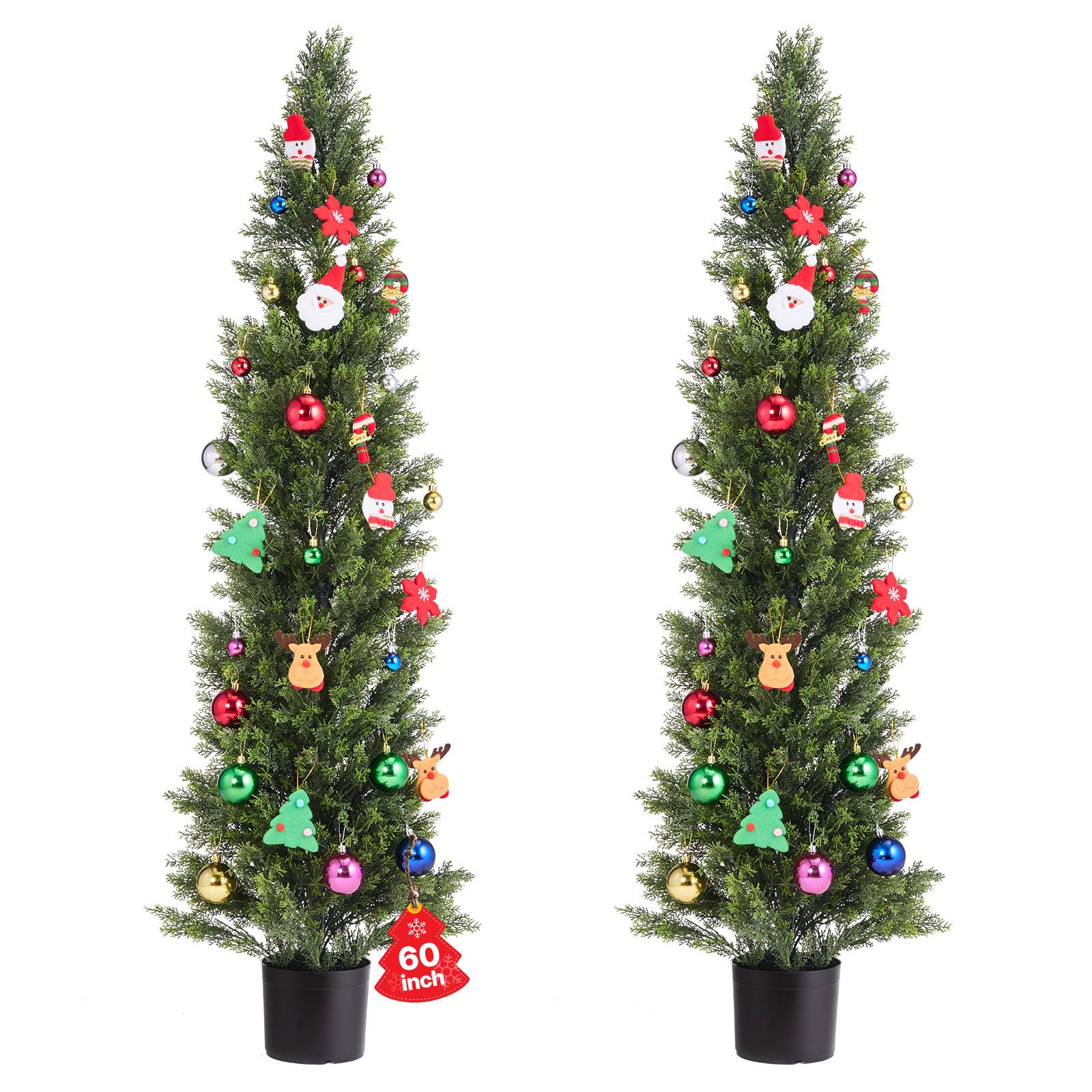 VEVOR Arbre Topiaire Artificiel en Cèdre Faux Pin Plante Déco Lot de 2 1524 mm