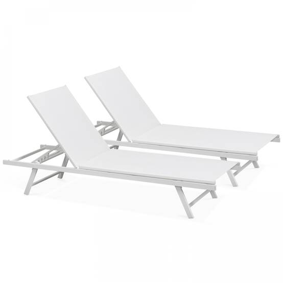 Oviala - Lot de 2 bains de soleil en acier blanc Tahiti - Oviala - Imagen 1