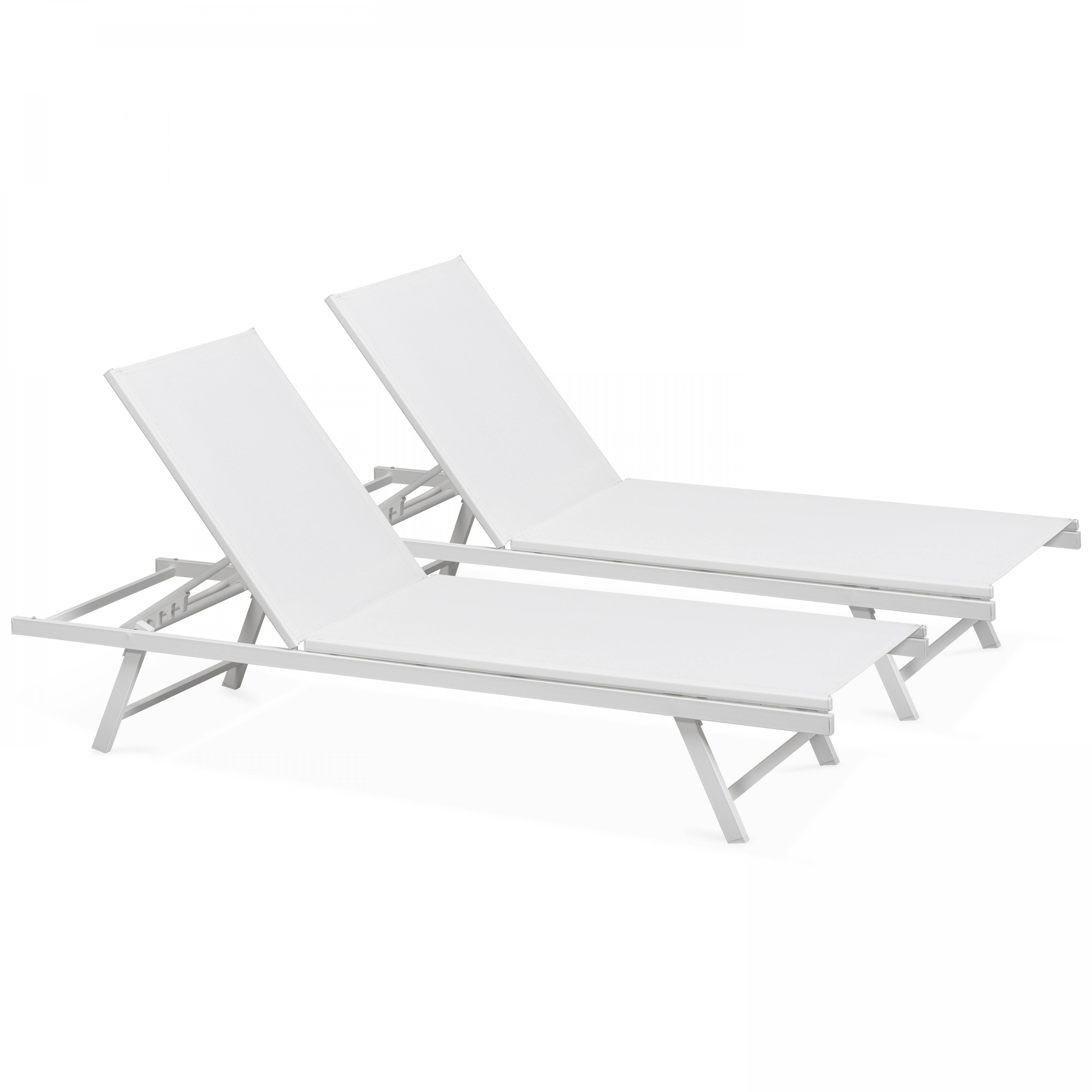 Oviala - Lot de 2 bains de soleil en acier blanc Tahiti - Oviala - Imagen 1