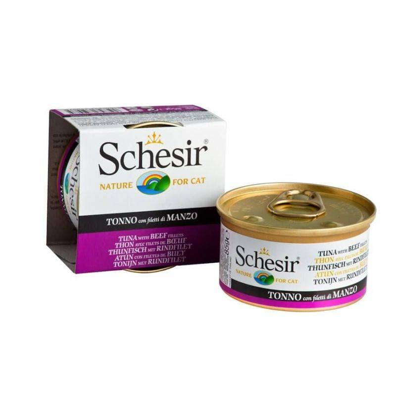 Schesir - Pâtée en gelée thon/boeuf chat (boite 85g) - SCHESIR 85 g