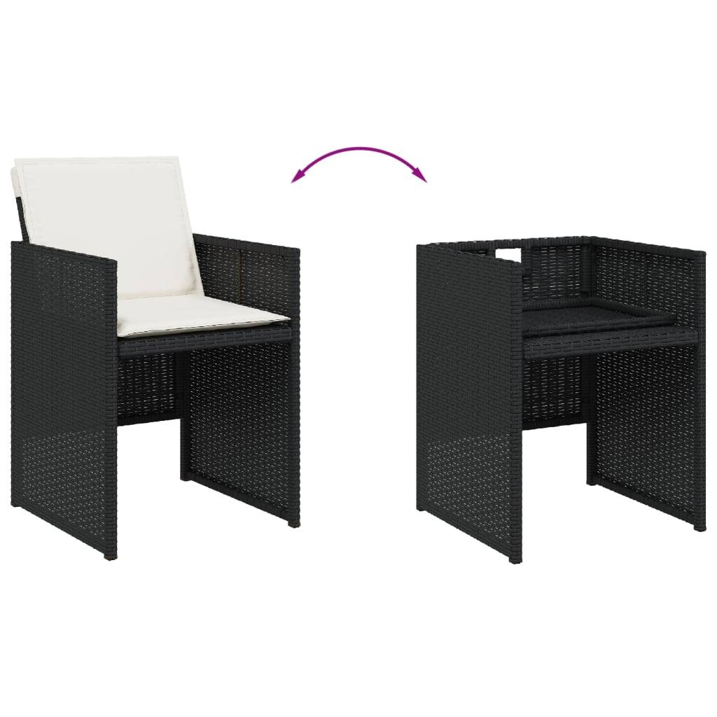 Chaises de jardin lot de 4 avec coussins noir résine tressée 50,5x54x79 cm - PANGIVO - Image 8