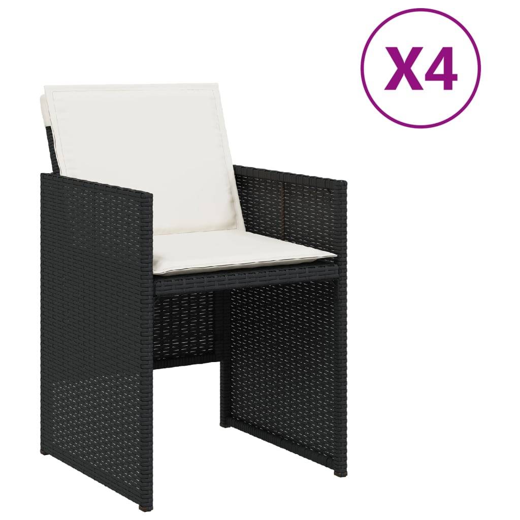 Chaises de jardin lot de 4 avec coussins noir résine tressée 50,5x54x79 cm - PANGIVO - Image 2