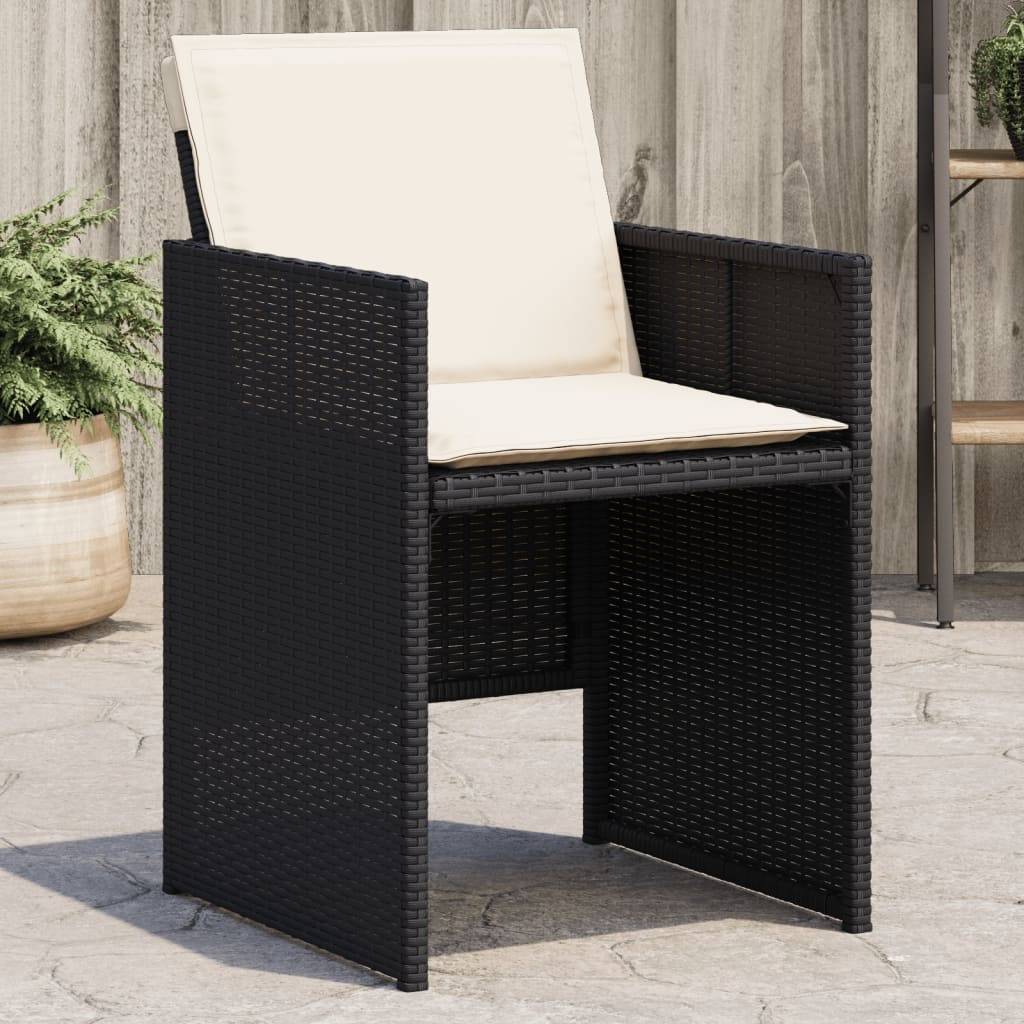 Chaises de jardin lot de 4 avec coussins noir résine tressée 50,5x54x79 cm - PANGIVO - Image 1