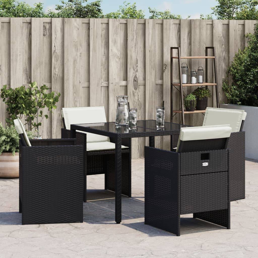 Chaises de jardin lot de 4 avec coussins noir résine tressée 50,5x54x79 cm - PANGIVO - Image 4