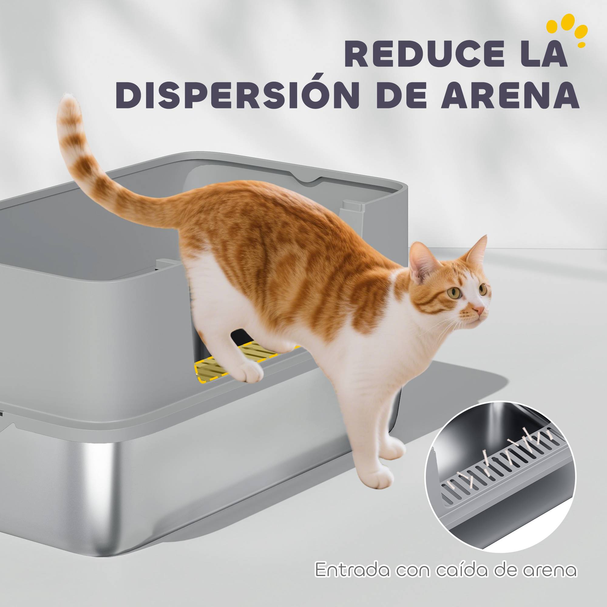 Litière chat acier inoxydable XL bord haut pelle facile nettoyer étanche 60x40x29,5 cm gris - Image 8