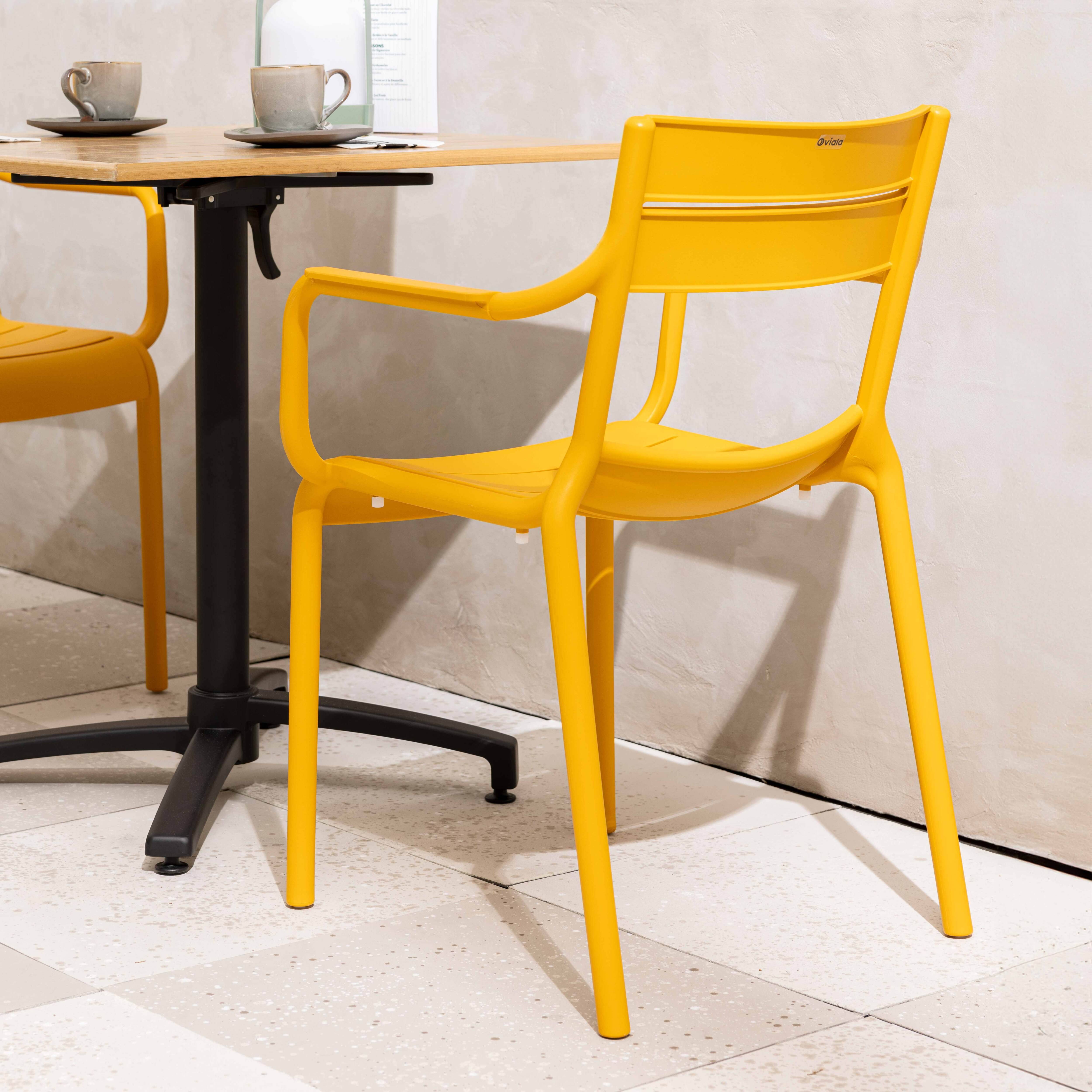 Oviala - Fauteuil de terrasse en plastique jaune clair Paname - Oviala - Imagen 3