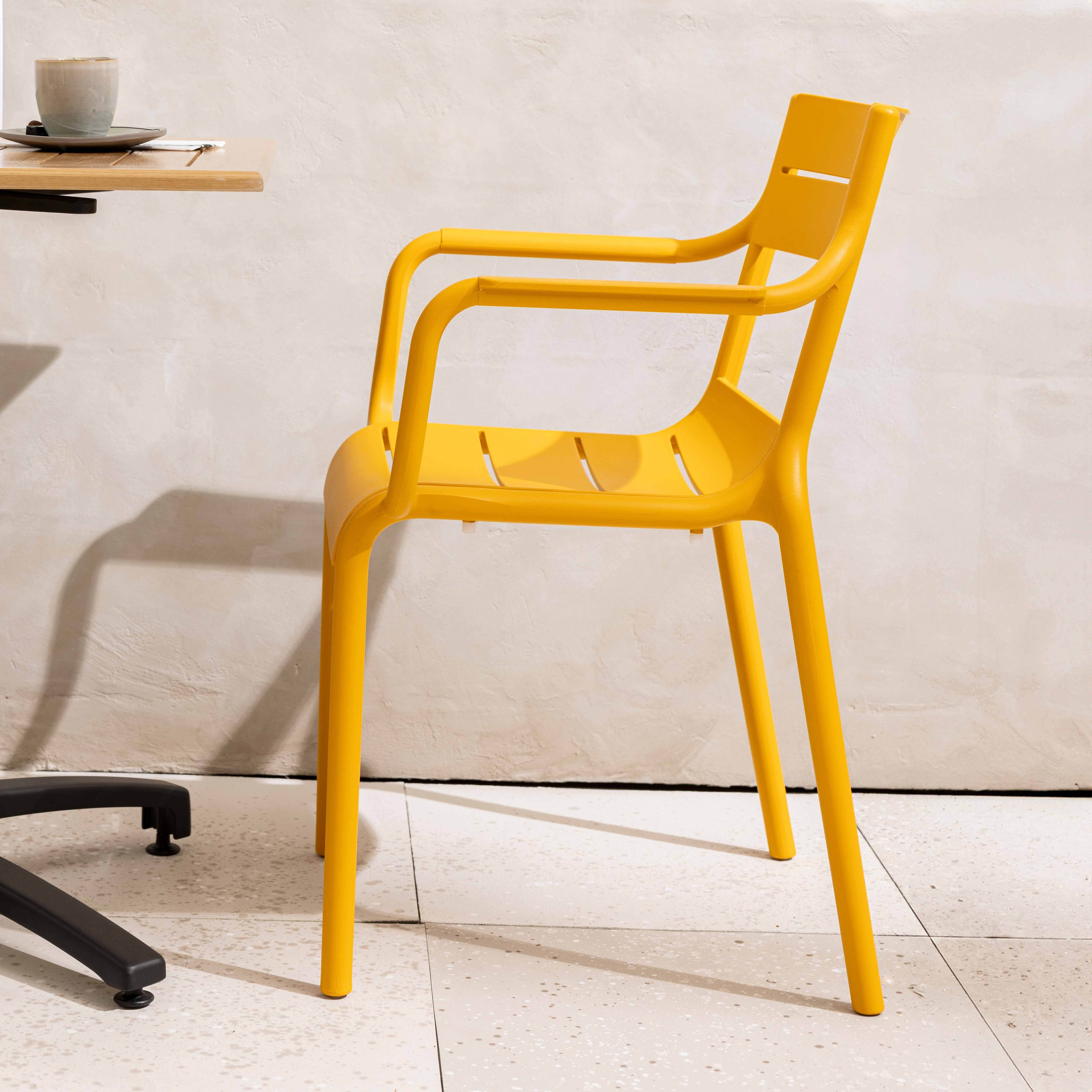 Oviala - Fauteuil de terrasse en plastique jaune clair Paname - Oviala - Imagen 2