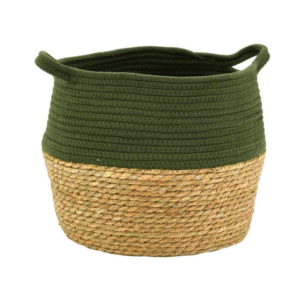 Aubry Gaspard - Corbeilles en jonc naturel et teinté kaki (Lot de 3) - Imagen 3