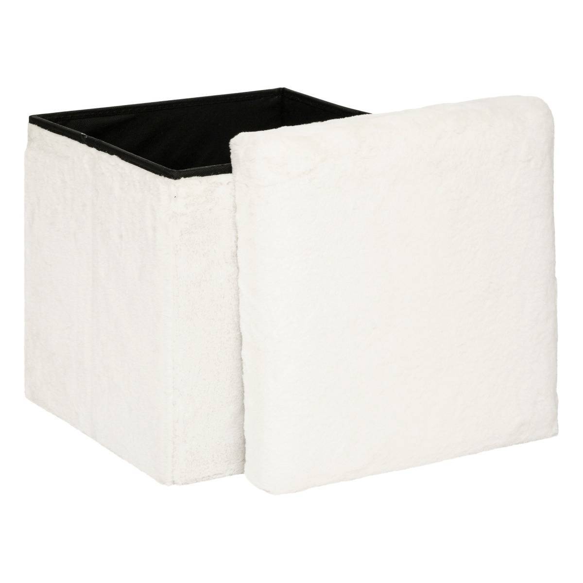 Atmosphera - Pouf pliant "Ezzio" fourrure blanche - Atmosphera Créateur d'intérieur - Imagen 3