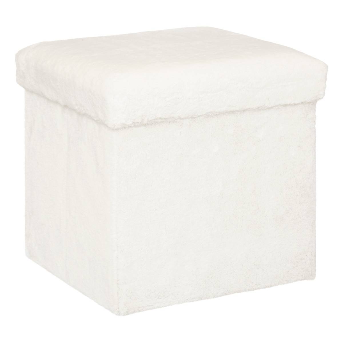 Atmosphera - Pouf pliant "Ezzio" fourrure blanche - Atmosphera Créateur d'intérieur - Image 1