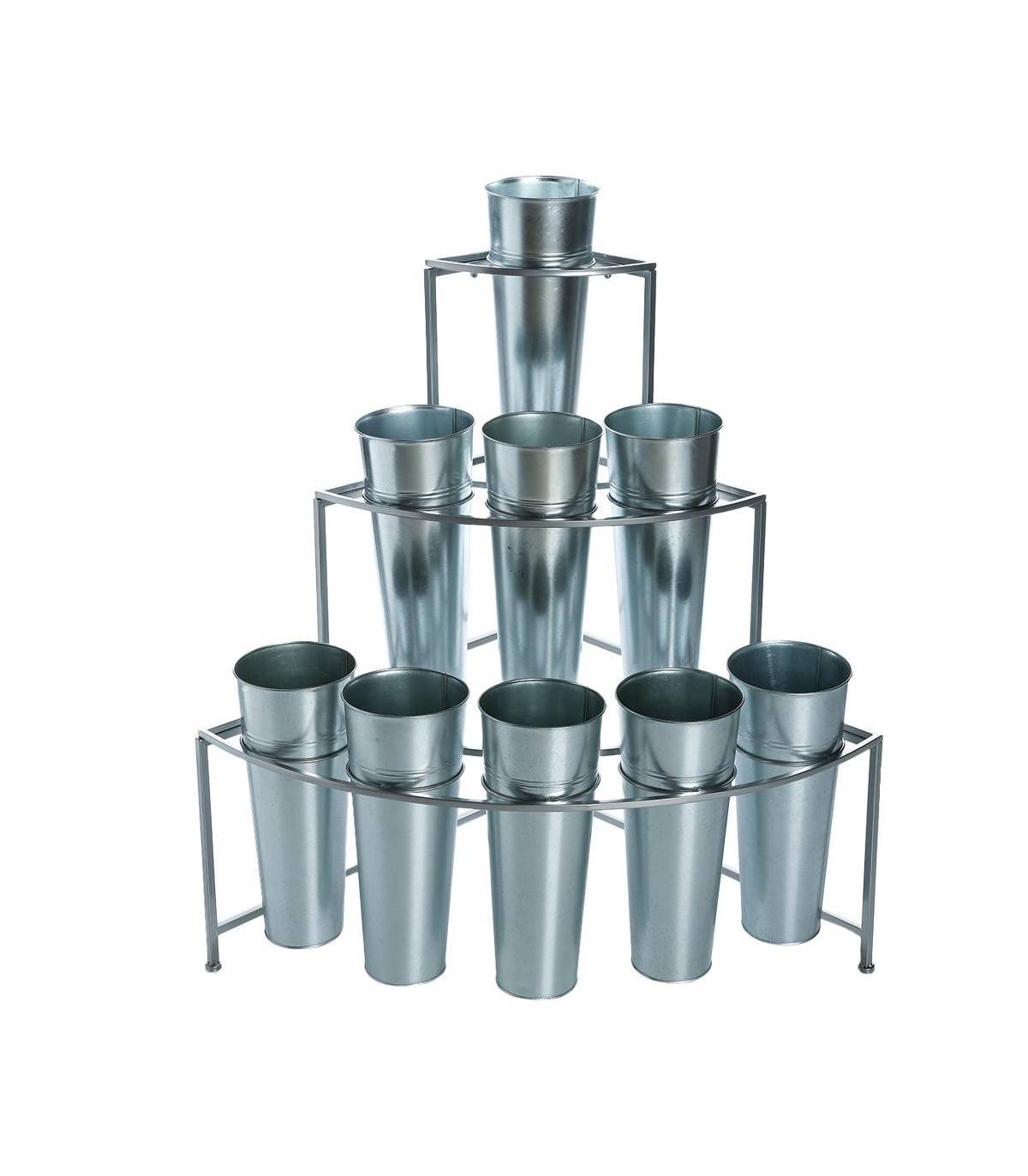 Etagère Présentoir pour fleurs en zinc avec 9 cache-pots - Imagen 1