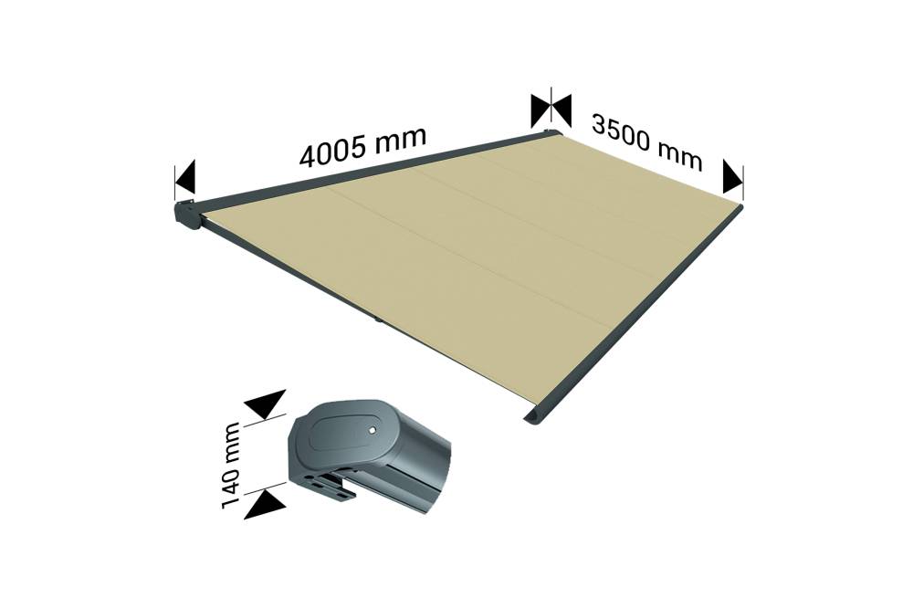 Ombrazur - Store banne Coffre intégral PROTECT 2 Gris Anthracite 4,05x3,50m Motorisé à télécommande - Toile Ecrue OMBRAZUR - Image 4