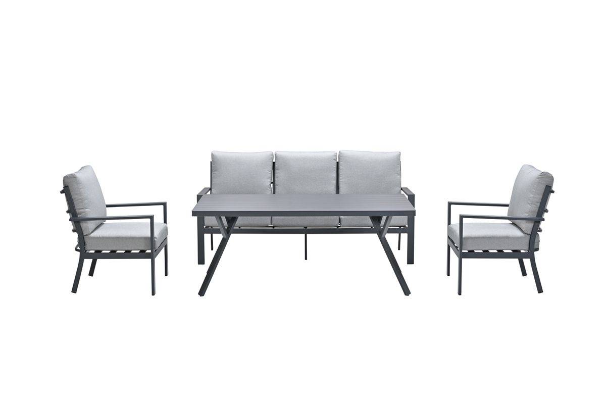 Garden Impressions - Ensemble salon de jardin Sergio - table haut - 4 pièces-noir- gris clair - Imagen 1
