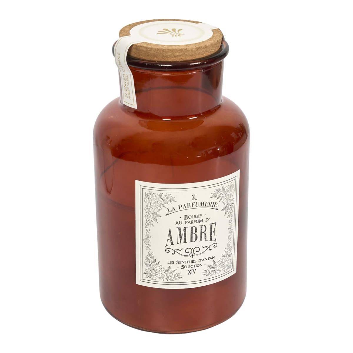 Bougie XXL en verre marron avec couvercle en liège senteur ambre (H25,5 cm) - - Image 4