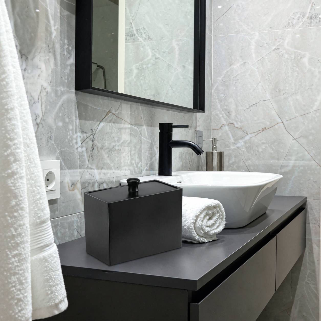 Boîte de Rangement Résistant avec Couvercle et Deux Compartiments pour Salle de Bain Maquillage - Image 4
