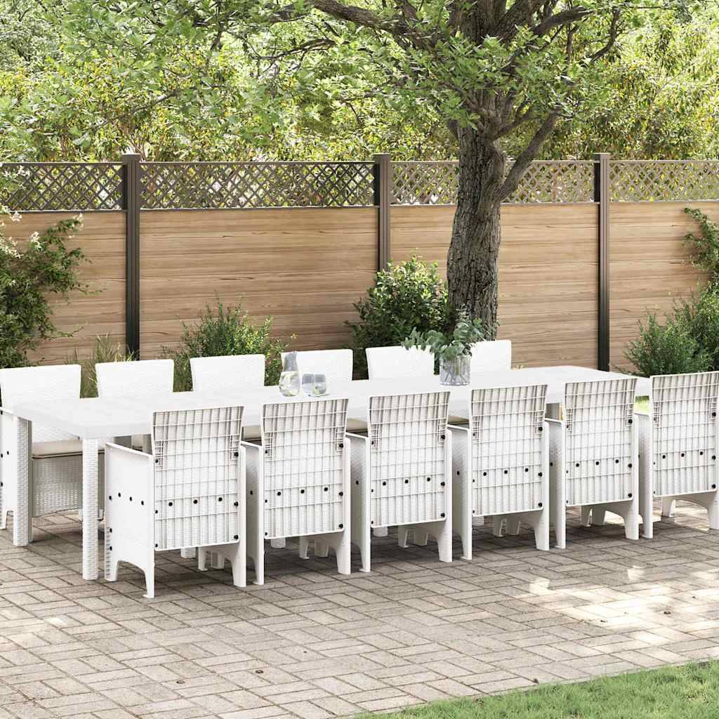Salon de Jardin Blanc 12 Places en Poly Rattan Table de Réception Extérieure pour Fêtes Blanc – ComfortXL Outdoor Living - Image 1