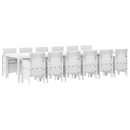 Salon de Jardin Blanc 12 Places en Poly Rattan Table de Réception Extérieure pour Fêtes Blanc – ComfortXL Outdoor Living - Image 2