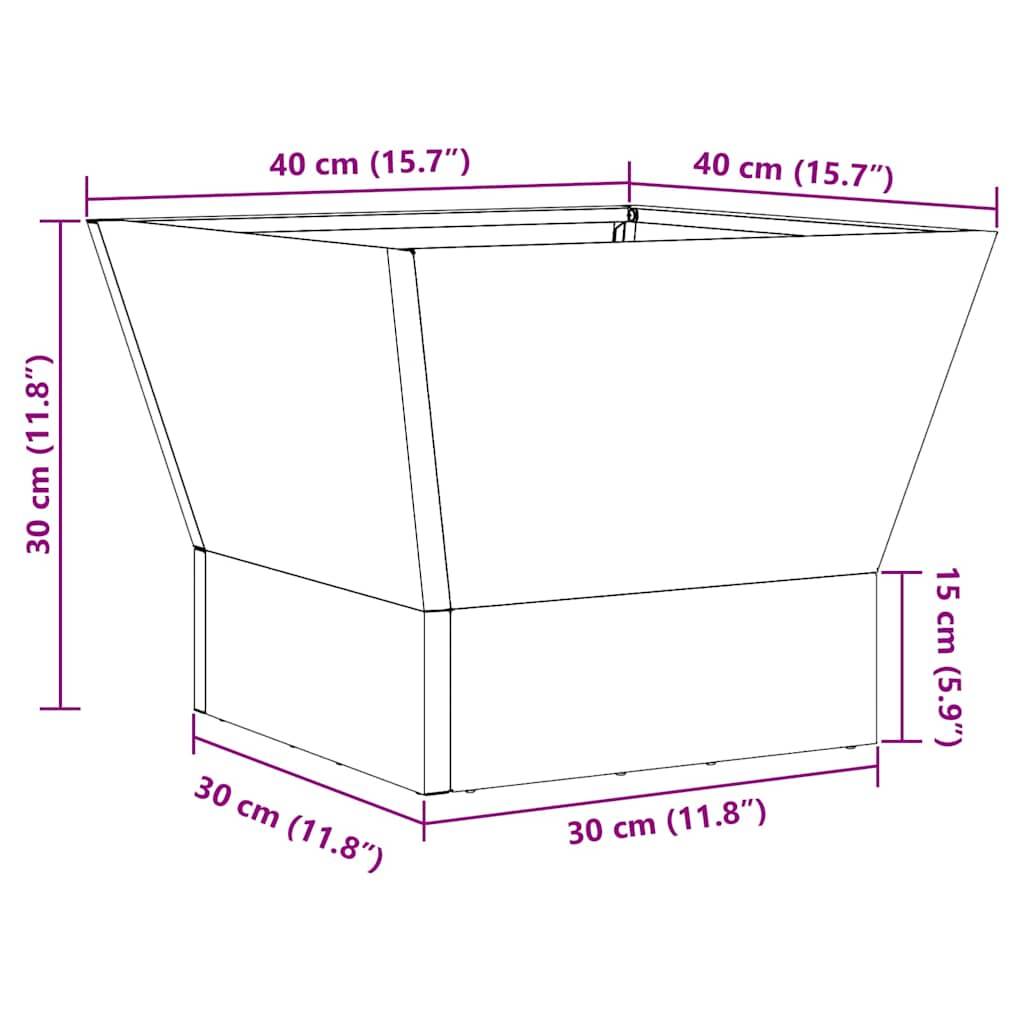 ComfortXL - Brasero Carré de Jardin en Acier Foyer Extérieur pour Terrasse Marron 40x40 cm – ComfortXL Outdoor Living - Image 6