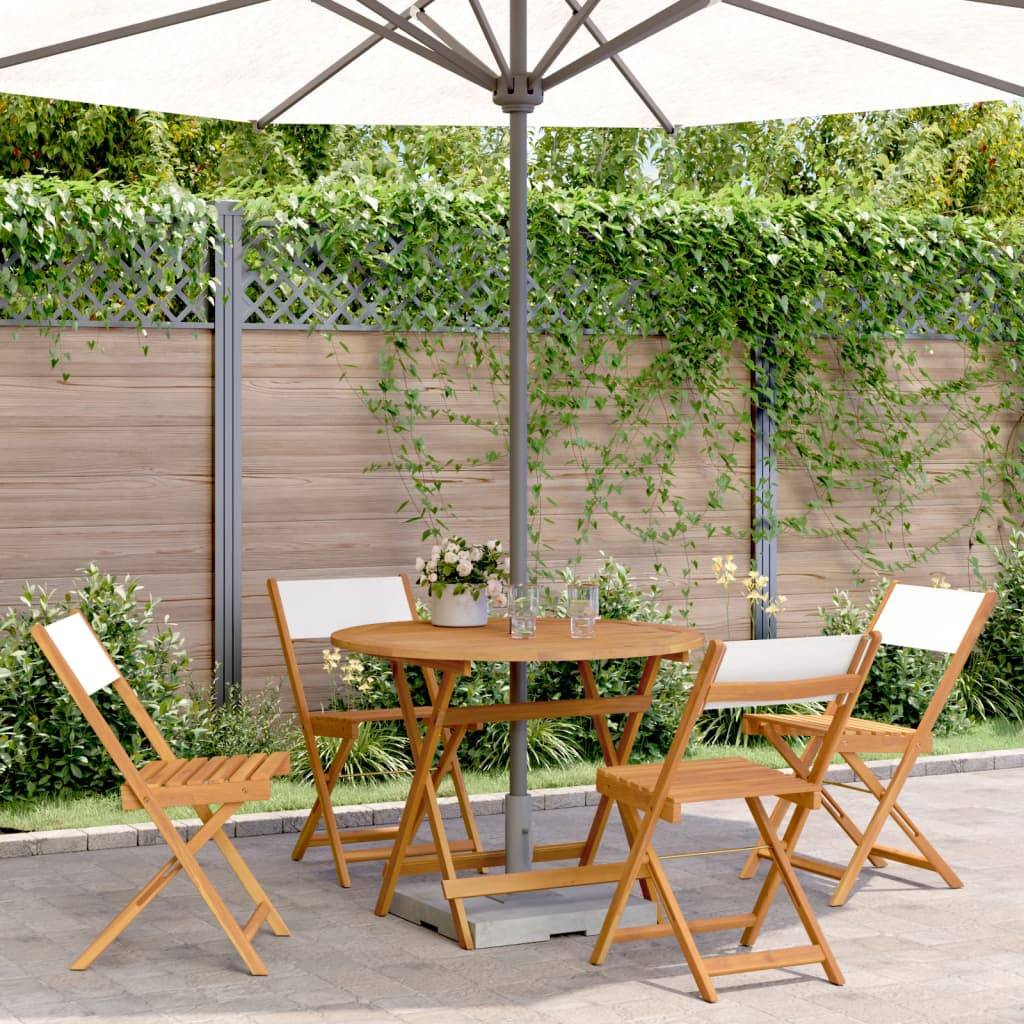 Vidaxl - Ensemble à manger de jardin 5 pcs-Salons de jardin blanc crème tissu bois massif 565221 - Image 1