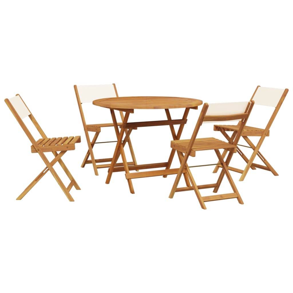 Vidaxl - Ensemble à manger de jardin 5 pcs-Salons de jardin blanc crème tissu bois massif 565221 - Image 2