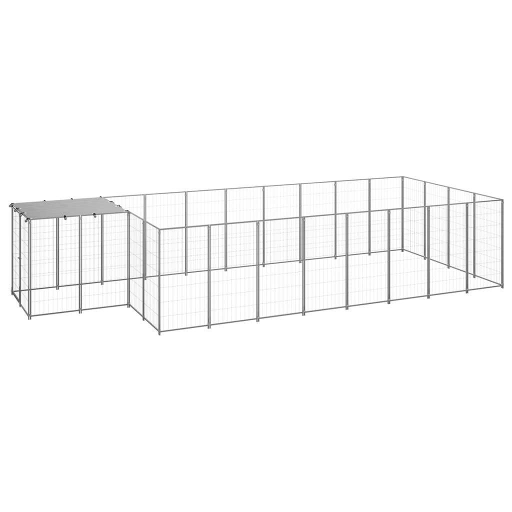 Helloshop26 - Chenil extérieur cage enclos parc animaux chien argenté 10,89 m² acier - Imagen 1